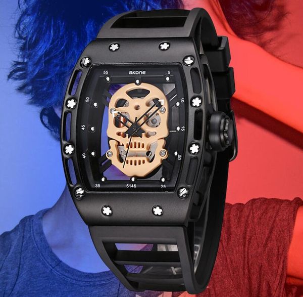 

Высокое Качество Мужские Роскошные Часы Силиконовые Голова Призрака Скелет Изве