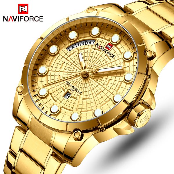 

naviforce top brand luxury watches мужчины из нержавеющей стали водонепроницаемые часы мужчины золотой кварцевые мужские наручные часы relog, Slivery;brown
