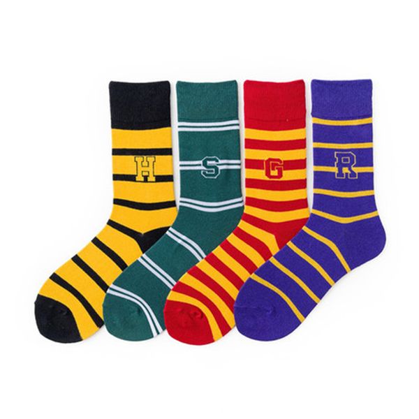 

harry potter socks baseball socks hogwarts magic school long tube striped word badge sock gryffindor slytherin ravenclaw colorfull dhl fj495, Pink;yellow