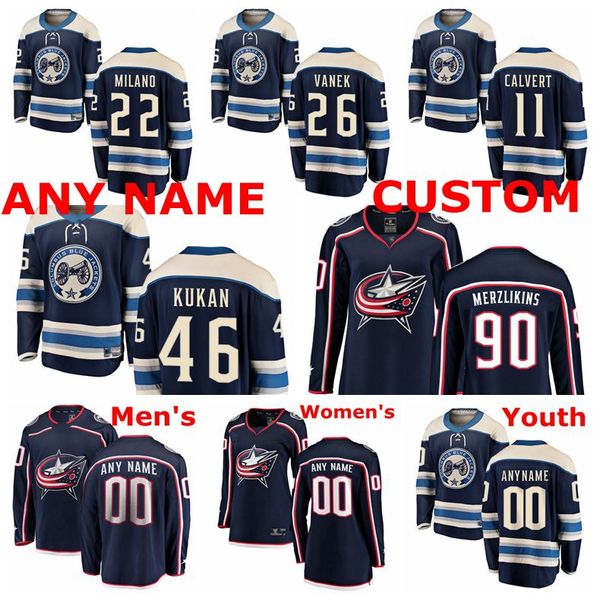 

columbus blue jackets jerseys elvis merzlikins jersey sonny milano matt calvert dean kukan thomas vanek ice hockey jerseys custom stitched, Black;red