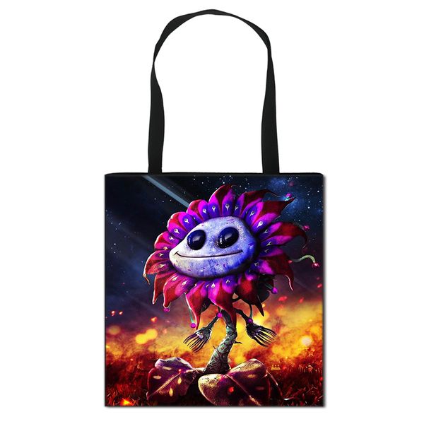 

anime plants vs zombie messenger bags women men portable shopping bag large capacity reusable foldable shoulder bag handbags