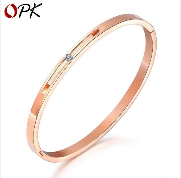 

korean version of the simple single diamond bracelet titanium steel rose gold color gold ladies bracelet jewelry, Golden;silver