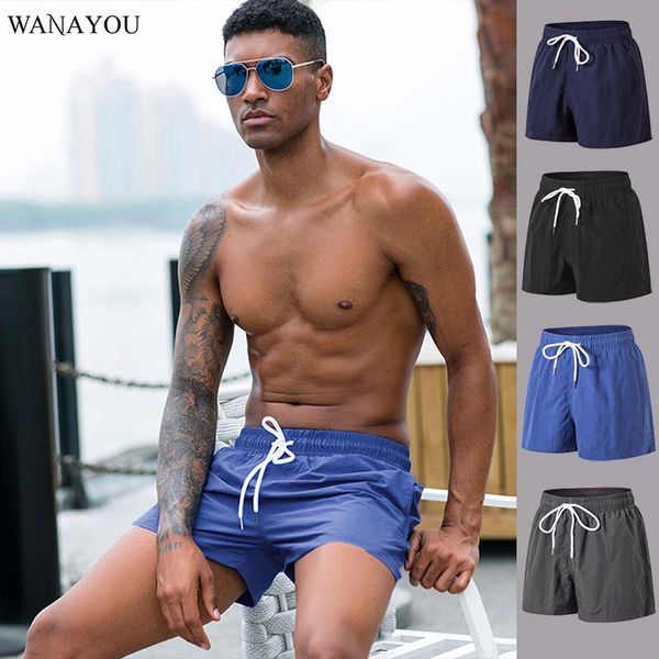 

running shorts wanayou breathable drawstring men's beach sports shorts,quick dry volleyball training shorts,outdoors jogging gym, Black;blue
