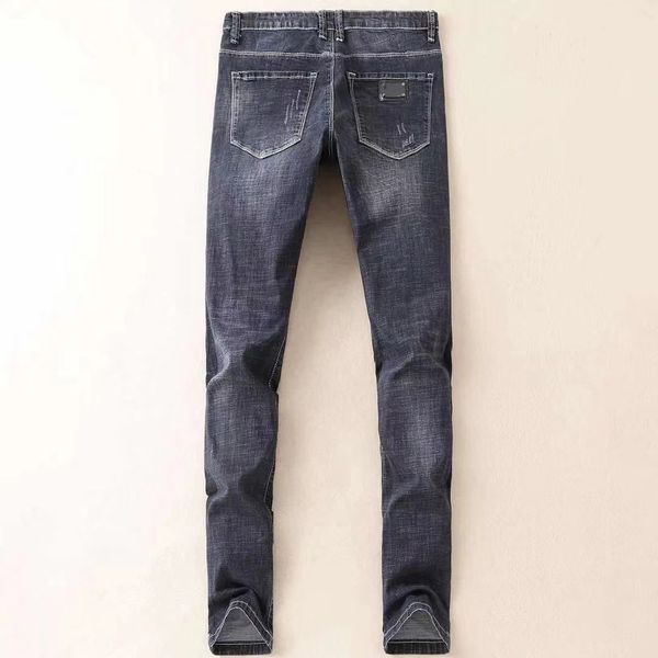 

new 2020 famous brand designers design slim fashionable blue-black jeans motorcycle trousers pencil pants men and woman 0055