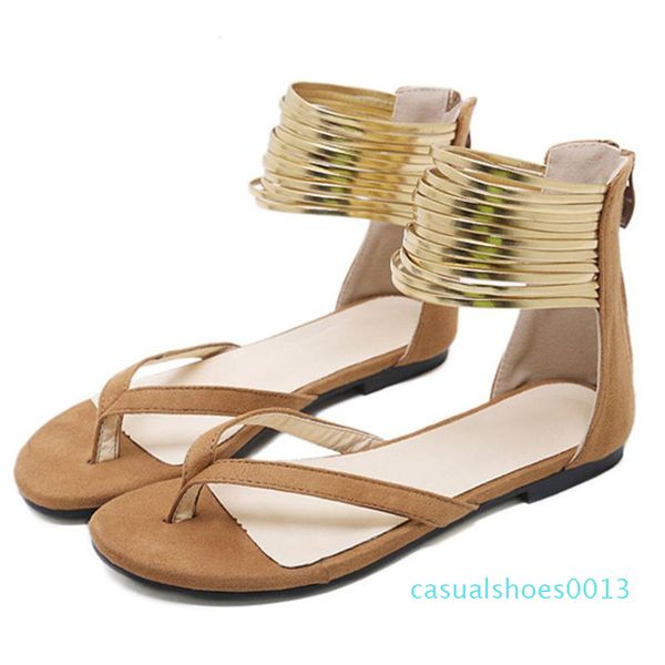 

karin 2020 new arrivals metal decoration gladiator sandals woman shoes zip up narrow summer comfortable shoes women sandals c13, Black