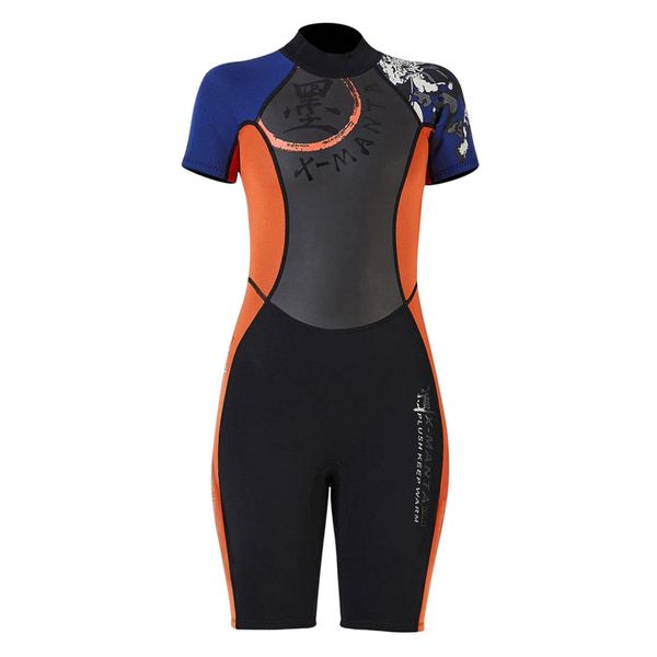 

women one-piece wetsuit back zip diving swimwear short sleeve dive suit
