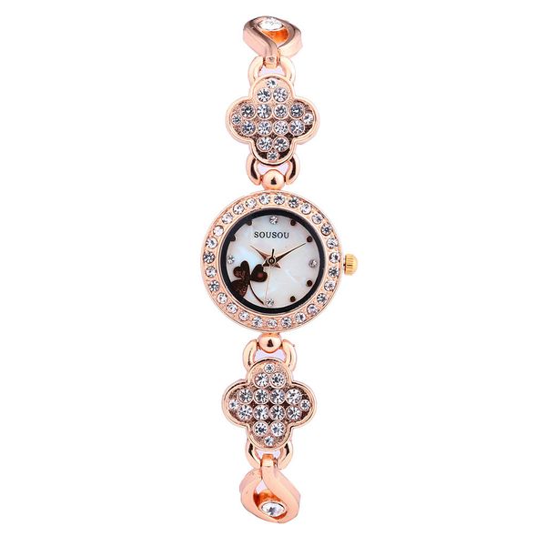 

2019 high rhinestone watches women luxury stainless steel bracelet watches ladies quartz dress clock, Slivery;brown