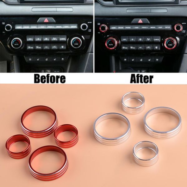 

beler 4pcs a/c knob control panel heater dials switch button ring cover fit for kia sportage ql 2017 2018 2019 2020