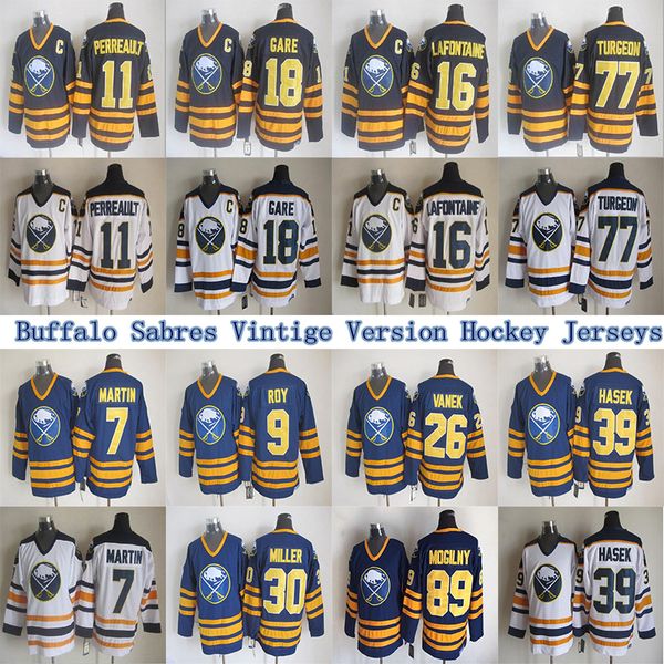 

buffalo sabres vintige version jerseys 7 martin 10 hawerchux 11 perreault 16 lafontaine 77 turgeon 18 gare ccm хоккейные майки, Black;red