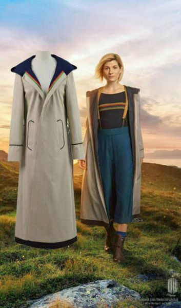 

13th female doctor who cosplay costume coat 13th doctor jodie cosplay costume, Black;red