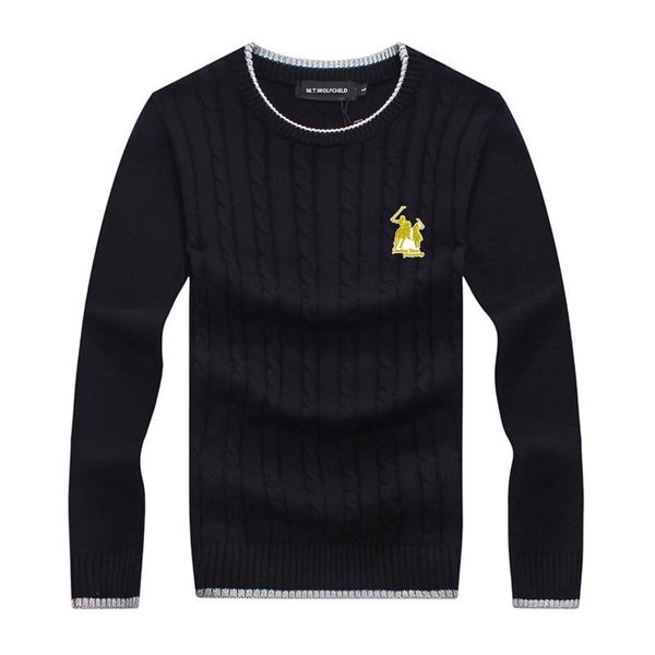 

fashion 2019 new mens long sleeve o-neck big horse knitted sweaters casual cotton mens sweaters brand men's clothing slim, White;black