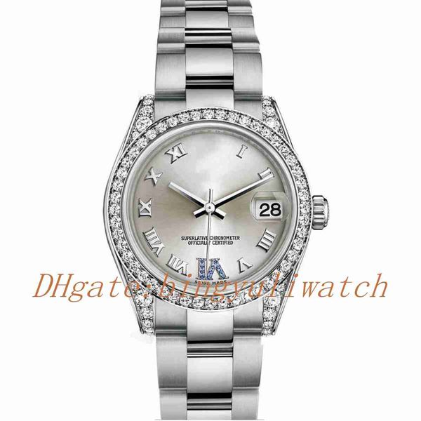 

super factory date just 178159 31mm stainless steel case 1:1 edition silver dial roman marker bracelet a.2836 original box, Slivery;brown