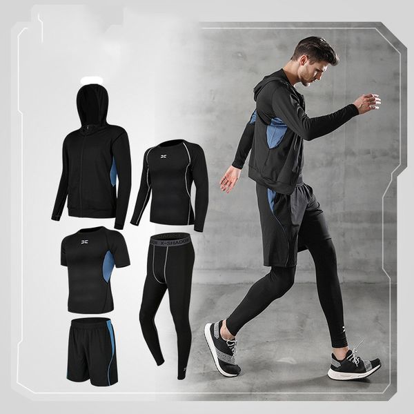 

five piece designer brand mens sport tracksuit autumn new arrival casual sport style fashion brand long sleeve tracksuit 5 style, Gray