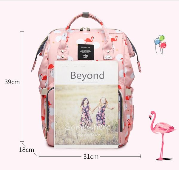 

brand diaper backpack flamingo printed mummy bag large capacity mom baby backpacks waterproof outdoor travel diaper bags 7 design wzw-yw2317