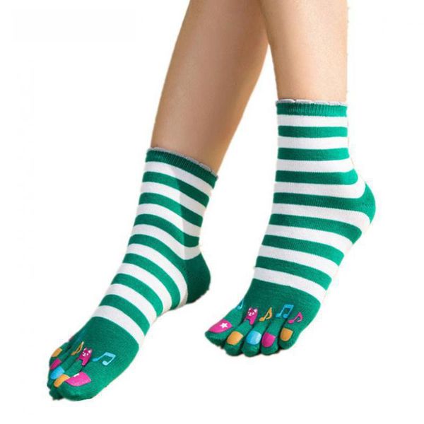 

3 pairs five fingers socks women toe socks four seasons lovely cute art stripe, Black;white