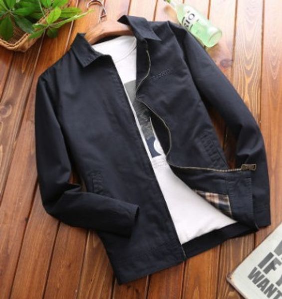 

2018 new style jacket men turn-down collar coat thin autumn clothing casual sports jacket 8679, Black;brown