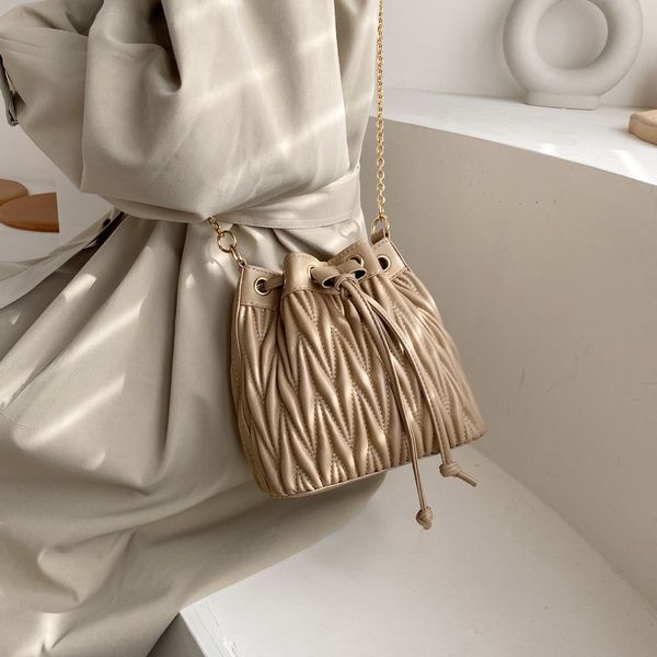 

handbag women bag 2020 new fashion chain casual shoulder bag pleated bucket
