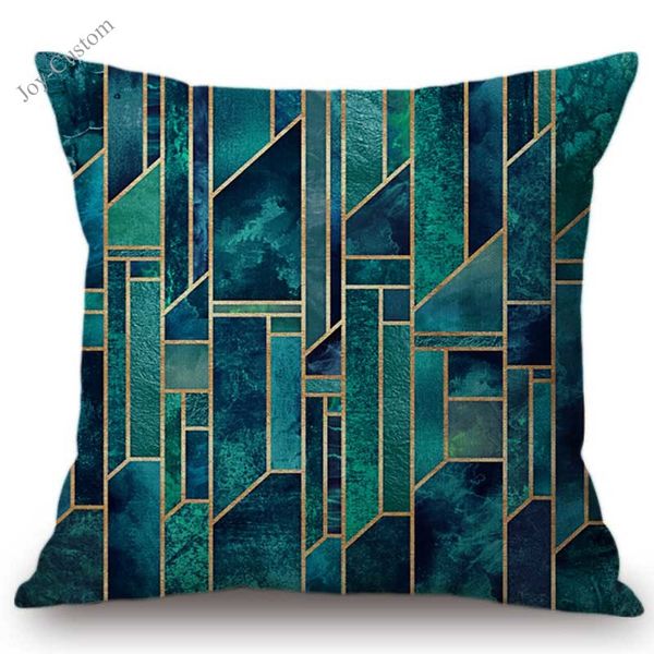 

drop shipping geometric marble stone design green nordic sofa decorative throw pillow case cotton linen cushion cover 45x45cm