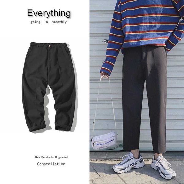 

брюки осень и зима 2019 новый тонкий сплошного цвета мужской универсальный 9 брюк маленьких ног штанов потерять случайную молодёжные мужскую, White;black