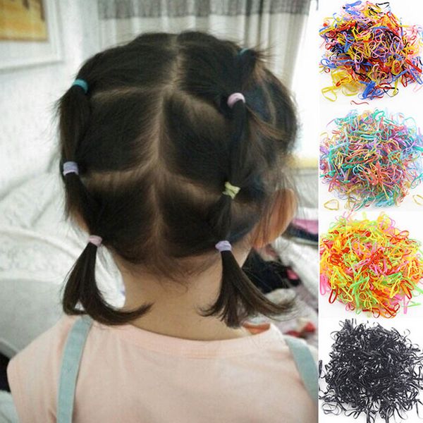 

4000pcs big hair bands high elastic hair one-time small rubber band color elastic wholesale children, Black;white