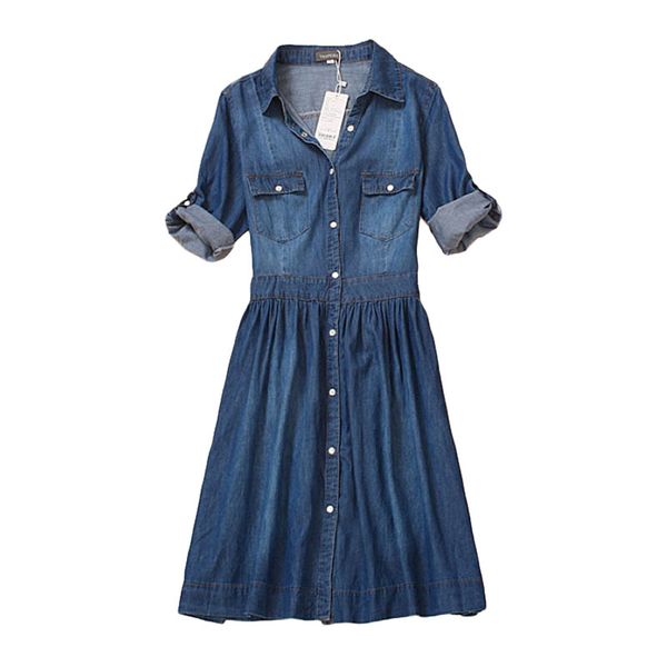 

autumn denim dress clothing plus size women jeans dress elegant spring slim cowboy casual dresses vestidos, Black;gray