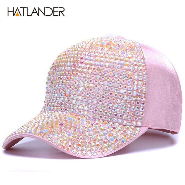 

hatlander]womens rhinestone baseball caps female luxury bling hats outdoor diamond sun hat girl snap back gorras sports hat cap, Blue;gray