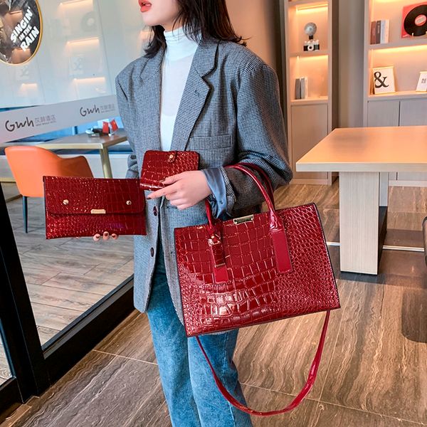 

3pcs-sets women shoulder bags fashion women's outdoor solid color three-piece leather handbag clutch bolsas de mujer