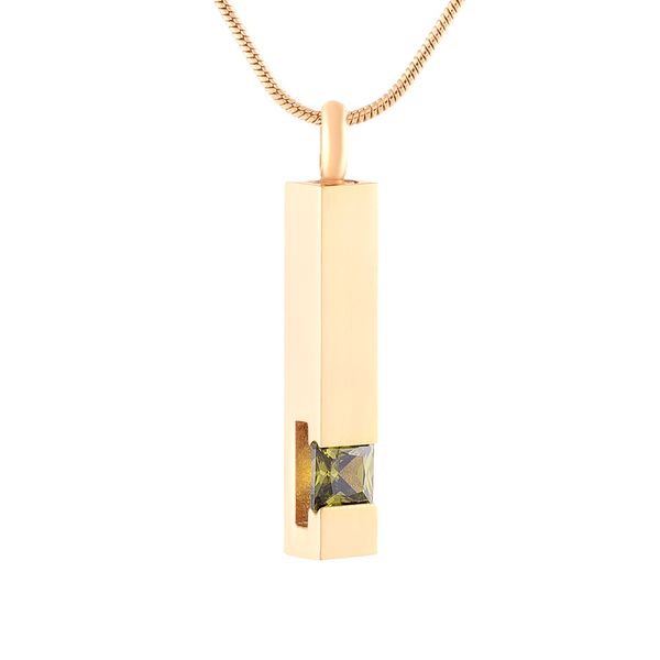

sg011 birthstone cremation jewelry - gold bar shape memorial urn necklace hold loved ones ashes stainless steel urn jewelry, Silver