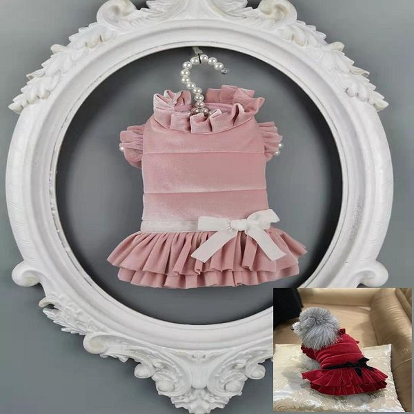 

2 colors velvet cotton-padded dog apparel puffer coat pet jacket winter clothes dress poodle dropshipping