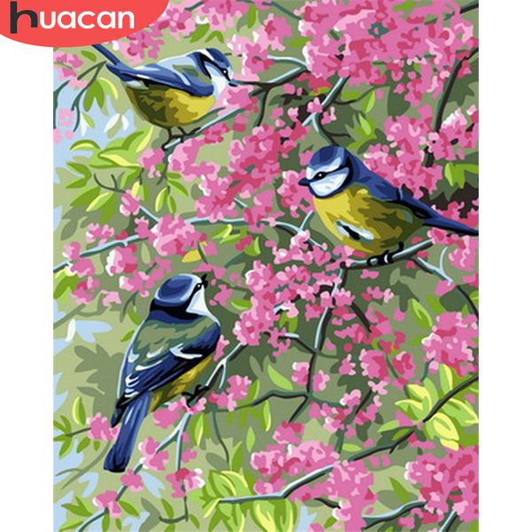 

huacan картина количество цветов и птиц расписанную art gift diy картинки раскраски по номеру животных комплекты домашнего украшения