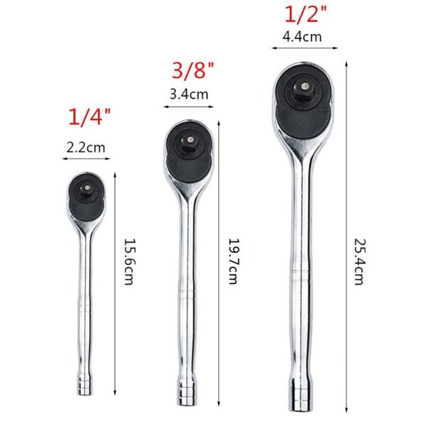 

1pc 1/4" 3/8" 1/2" high torque ratchet wrench for socket quick release square head spanner socket drive hand tools