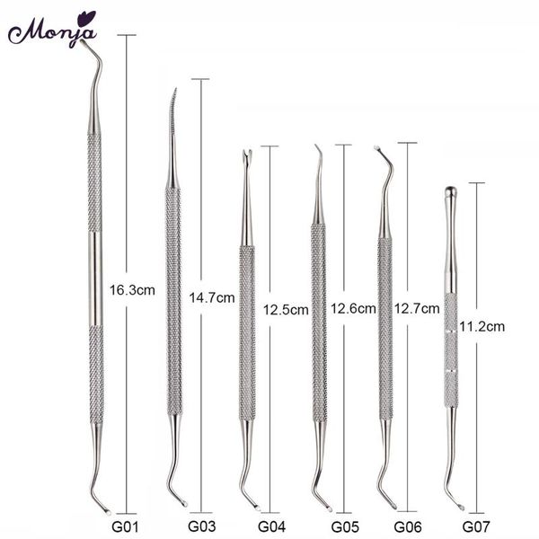 

cuticle pushers monja dual end nail art stainless steel pusher groove pick corrector toe dead skin foot cleaning care pedicure tool