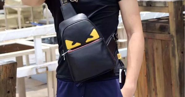 

designer chest bag cartoon monster eyes waist bag full leather soft two styles for choose