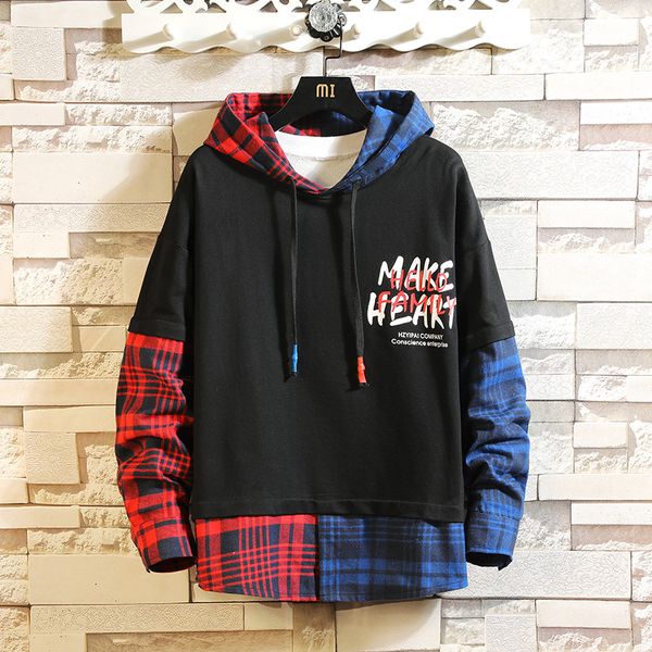 

new autumn and winter new fashion social hooded clothing street men's large size warm jacket men's brand hooded sweatshirt, Black