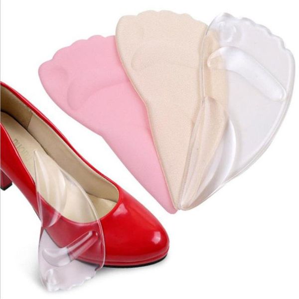 

2 in 1 lycra support forefoot insoles absorb massage anti skid women high heel shoes pad protect forefoot correct flatfoo, Black