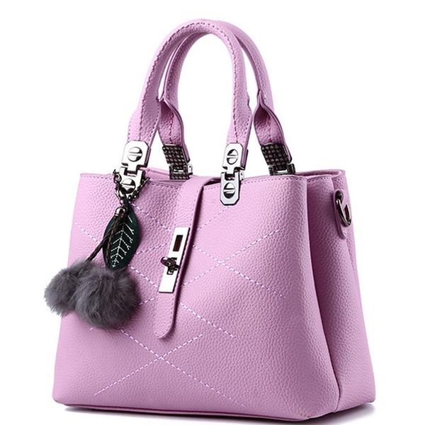 

hbp embroidery tote messenger women leather handbags sac a main ladies hair ball hand bag lady totes purple