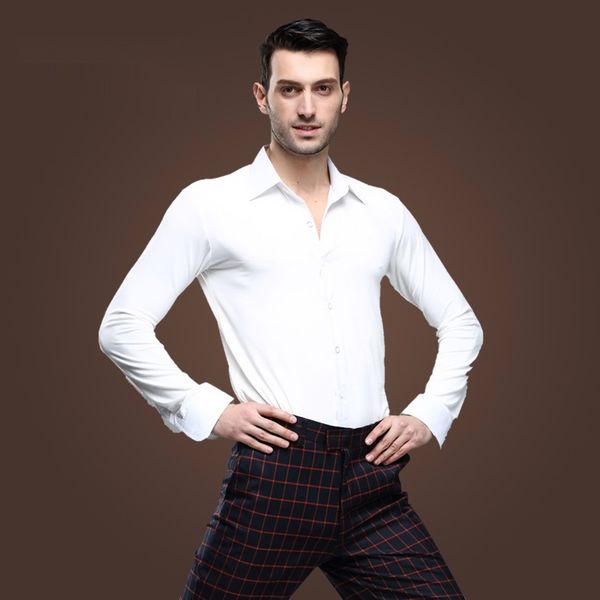 

new arrival men square dance shirt male ballroom dance clothes acrobatics modern latin long sleeved jacket b-5984, Black;red