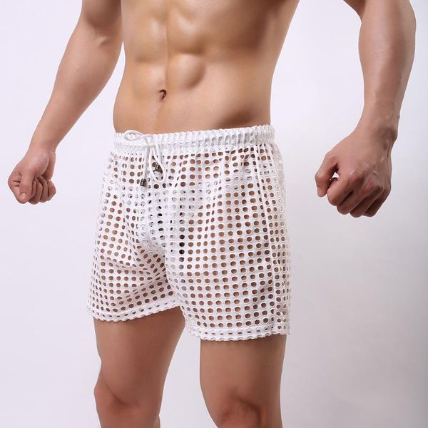 

мужские сексуальные вскользь дыры шорты мужские мода стиль дышащие шорты sexy полые сетки короткие штаны, White;black