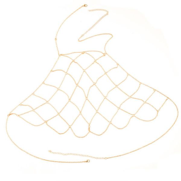 

bikini fabala chest chain body necklace mesh jewelry, Slivery;golden