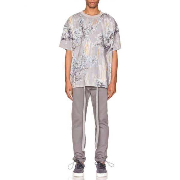 

20ss hip hop fear of god 6th all over grassland flowers print tee skateboard cool t shirt fog men and women cotton short sleeved tshirt, White;black