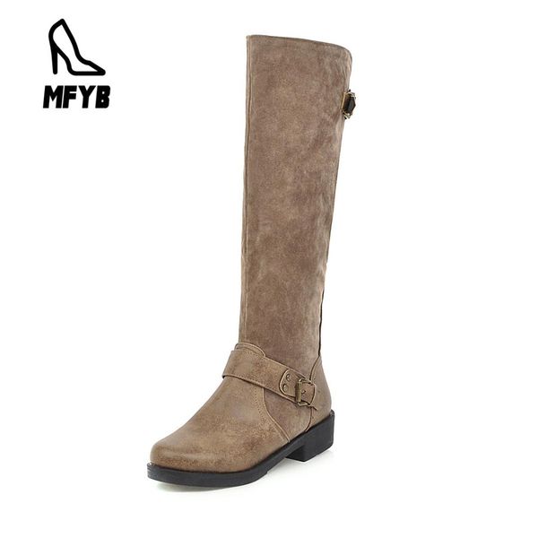 

mfyb women's boots 2019 winter new casual low heel with women's shoes 35-40 large size high tube rider boots tide, Black
