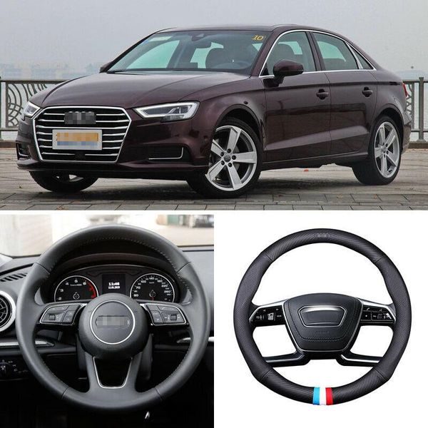 

for audi a3 universal car steering wheel cover matt carbon fiber leather sports