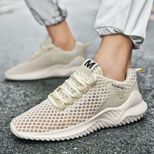 

big size sports sneakers men lace up trail running shoes mesh breathable black white spring autumn men footwear