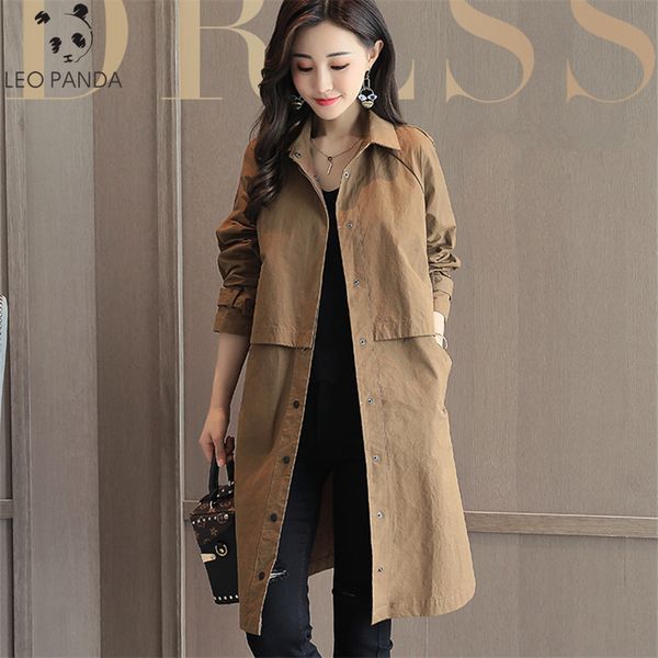 

windbreaker coats female 2019 spring autumn fashion new korean coat woman plus size loose solid women's casual trench clothes, Tan;black