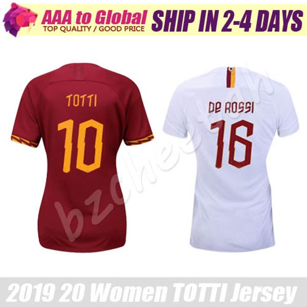

women totti soccer jersey 2020 female football shirts dzeko pastore de rossi kolarov jersey 19 20 lady fans uniforms, Black;yellow