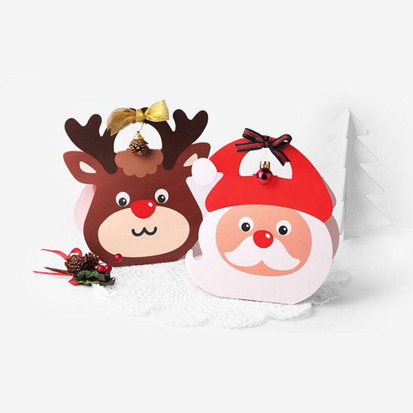 

5 pcs paper gift bags elk santa claus gift bags candy box candies cookie packaging storage christmas party baby shower