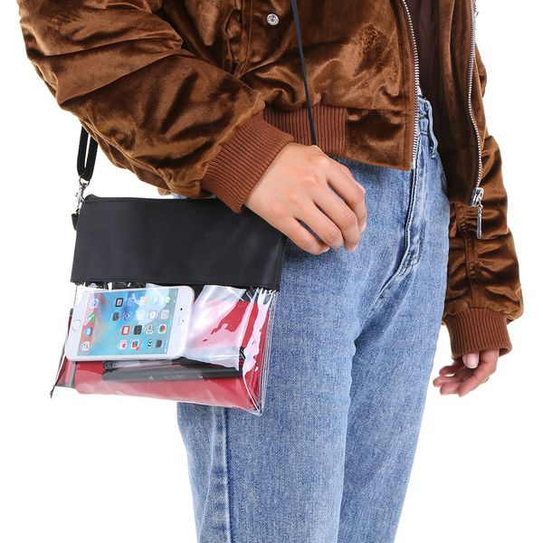 

clear crossbody bag city jogging bag pvc zippered gym shoulder messenger pack with adjustable shoulder wrist belt sports games