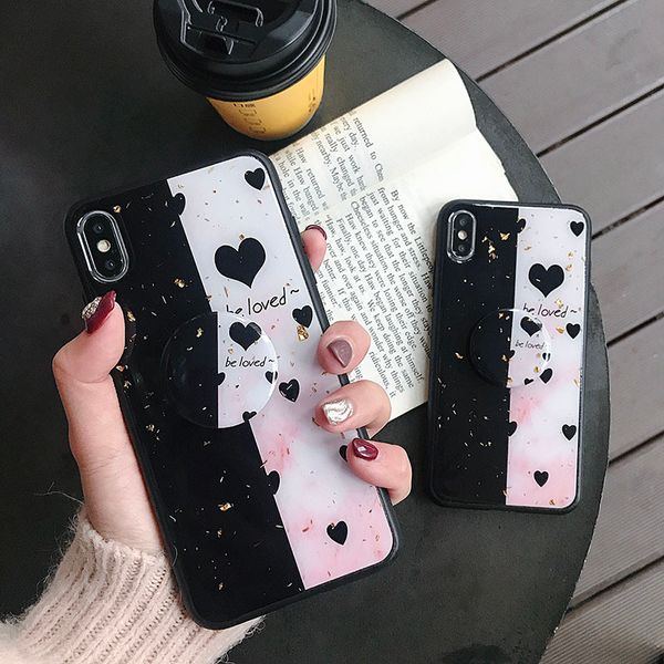 

one piece phone cover 2019 luxury fashion gold foil love stitching print phone case cases for iphone 6 7 6p 7p x xr xsmax