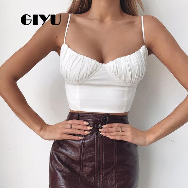 

giyu summer camis backless lace up skinny crooped hollow out women strap short female crop debardeur femme, White