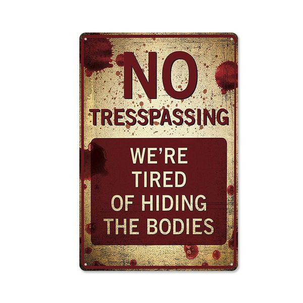 

no trespassing decorative plates painting cafe garage art plaque retro metal sign bar club wall decor garden background outdoor